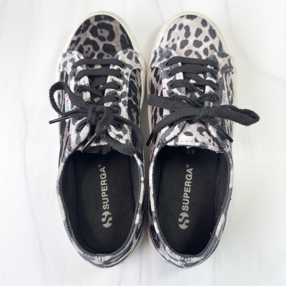 Superga 2750 Cotu Classic Gray Velvet Leopard Print Sneaker Wm Size 9.5 UK 41 - Picture 4 of 9